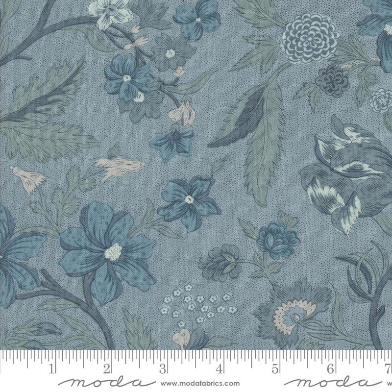 Moda Sacre Bleu Parterre Florals French Blue Fabric