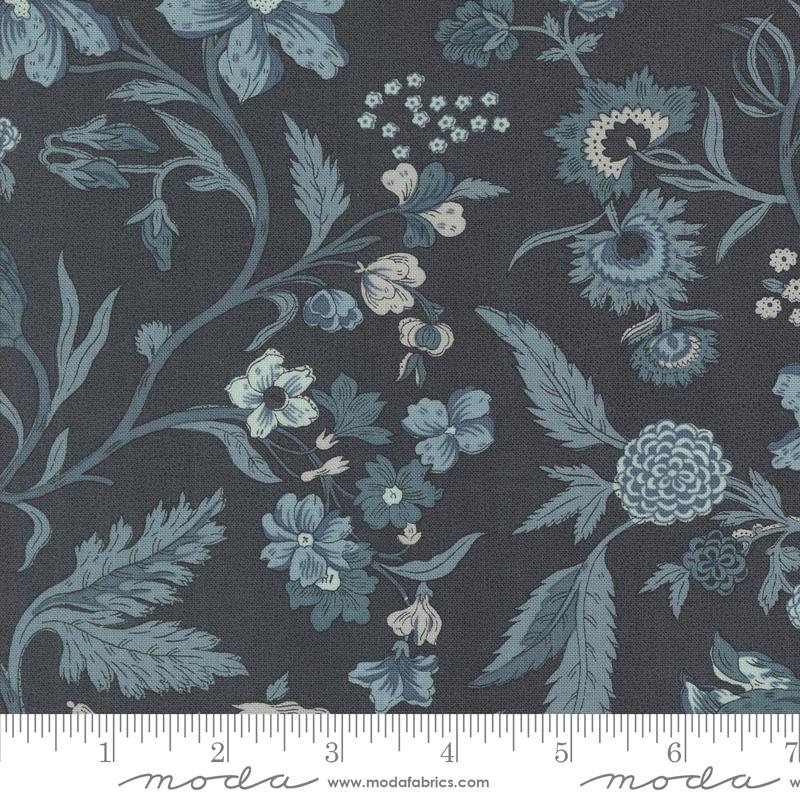 Moda Sacre Bleu Parterre Florals Indigo Fabric