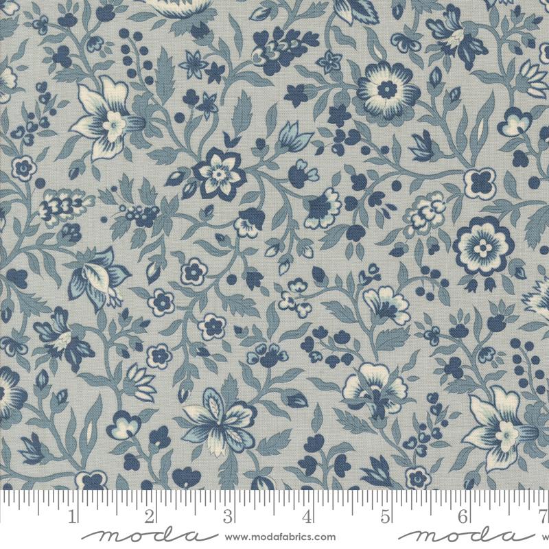 Moda Sacre Bleu Jardinage Florals Ciel Blue Fabric