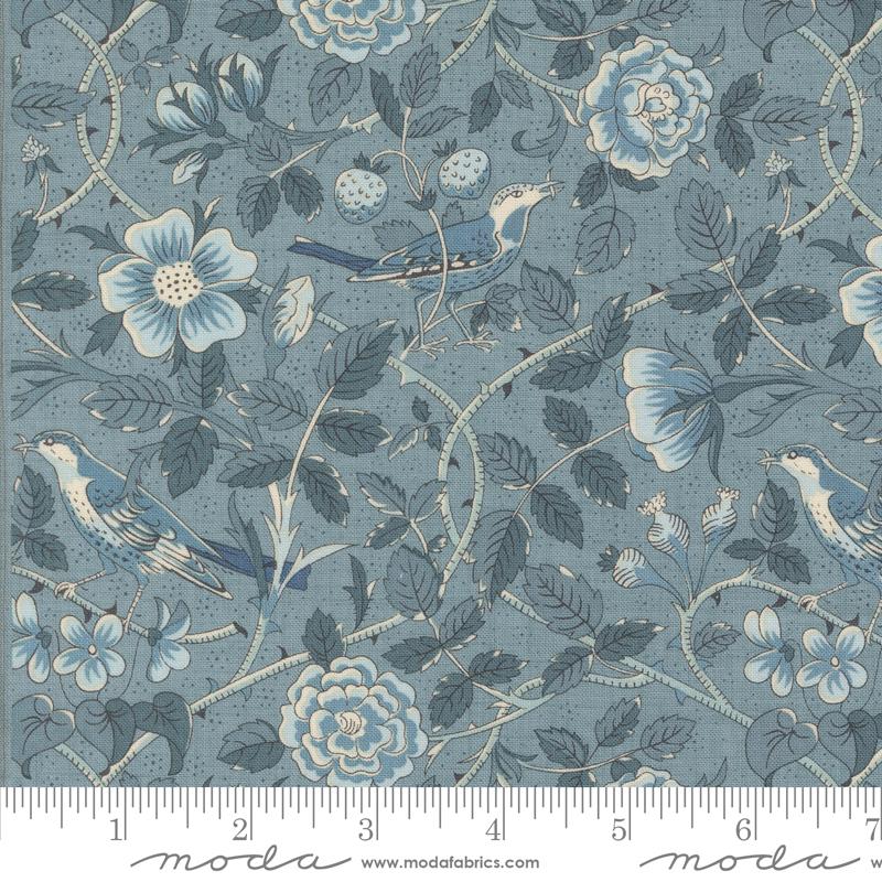 Moda Sacre Bleu Oiseaux Florals Birds French Blue Fabric