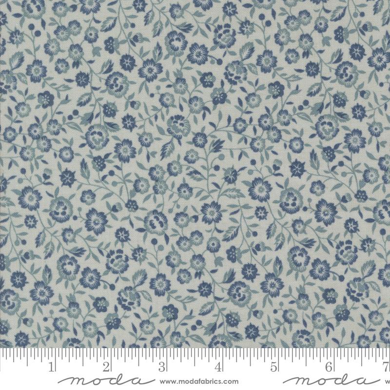 Moda Sacre Bleu Renoncule Florals Ciel Blue Fabric