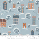 Moda Purrfect Christmas Snowy Town Sky Fabric