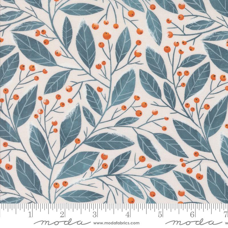 Moda Purrfect Christmas Greenery Pearl Fabric