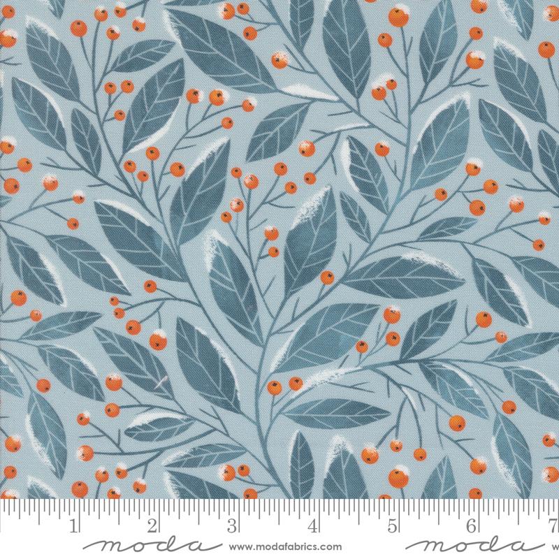 Moda Purrfect Christmas Greenery Sky Fabric