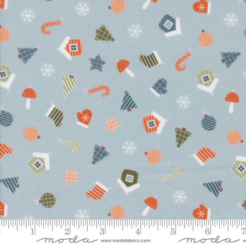 Moda Purrfect Christmas Handmade Ornaments Sky Fabric