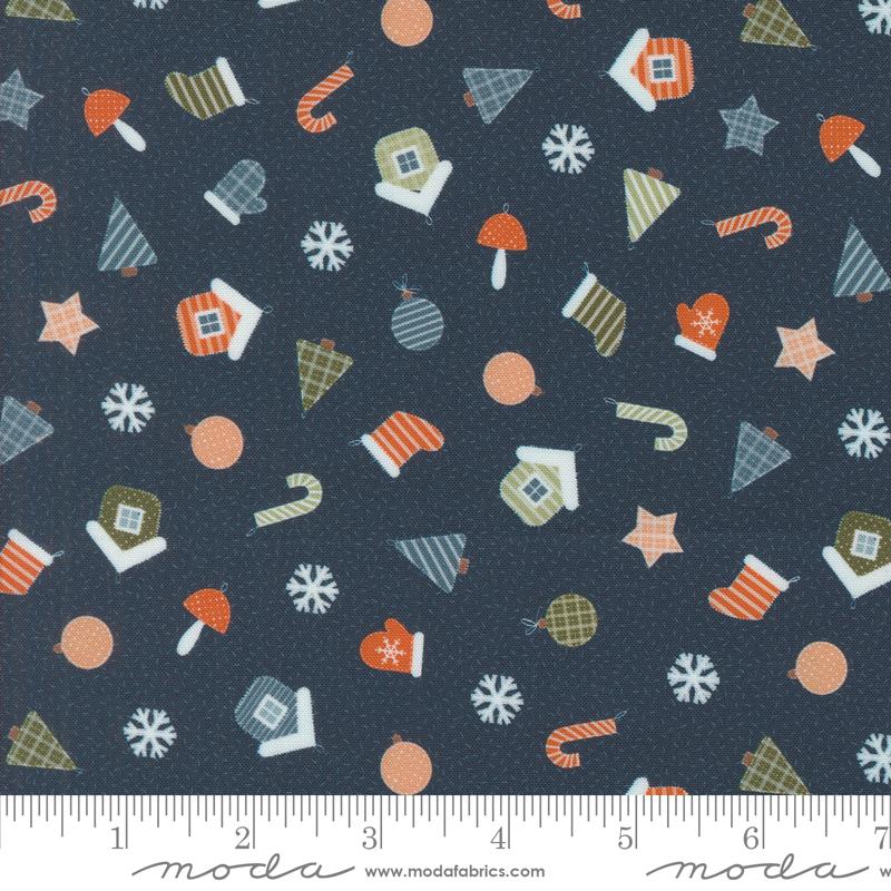 Moda Purrfect Christmas Handmade Ornaments Midnight Fabric