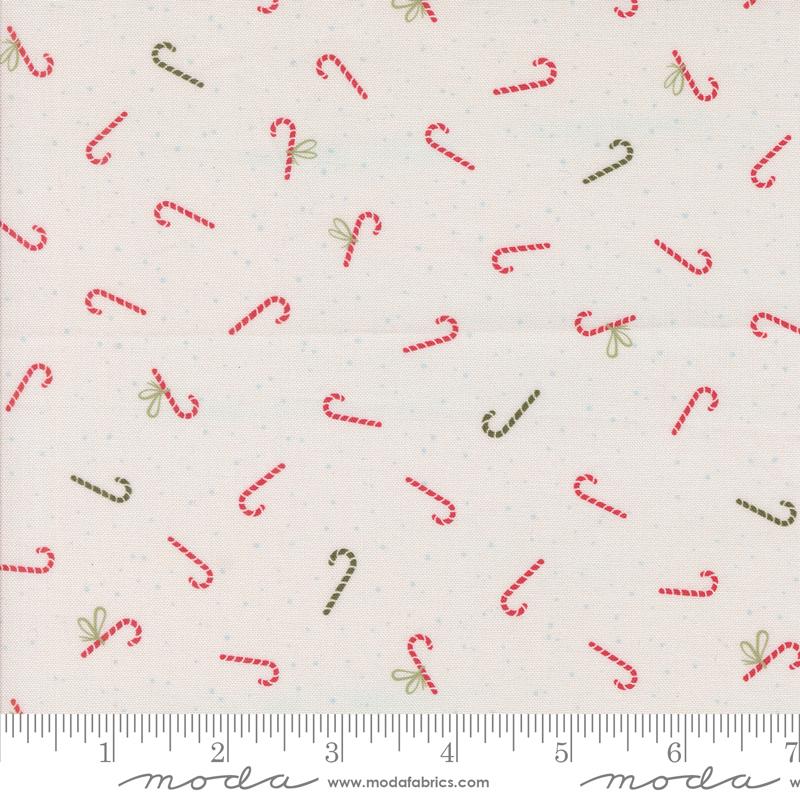 Moda Purrfect Christmas Candy Canes Pearl Fabric