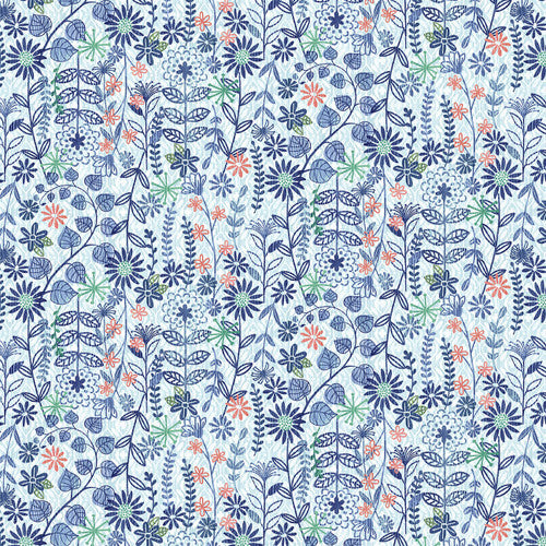 Studio E Bell Blue Birds Light Blue Viney Floral Fabric