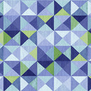 Studio E Bell Blue Birds Blue Triangle Texture Fabric