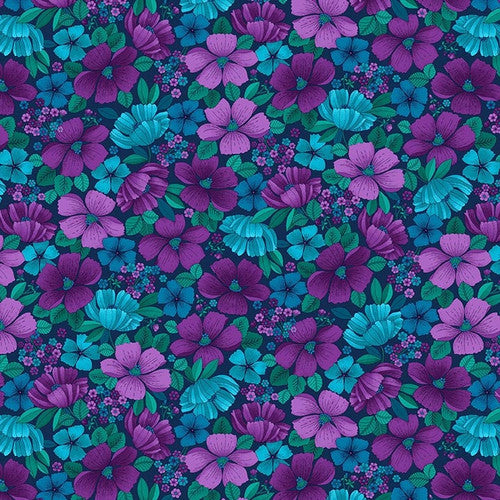 Studio E Field Of Seams Cosmos Blue Fuchsia Fabric