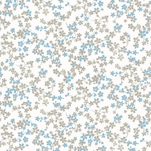 Studio E Field Of Seams Tonal Vine Ecru Light Blue Fabric