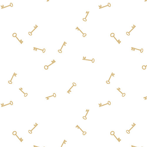 Studio E More Spaced Out Gold Keys Fabric