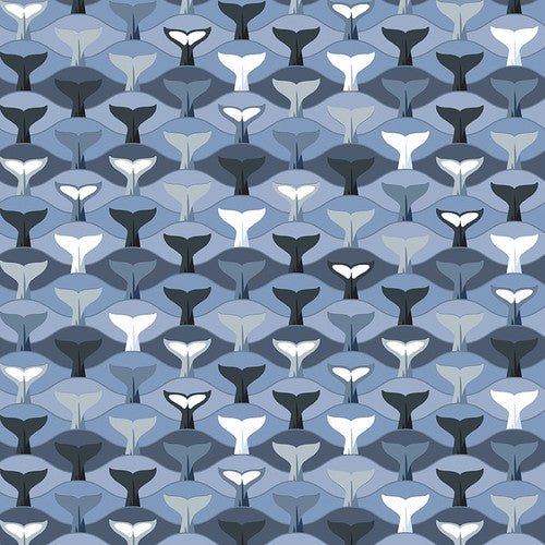 Studio E Polar Plungers Whale Of A Tail Blue Fabric