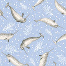 Studio E Polar Plungers Narwhals Light Blue Fabric