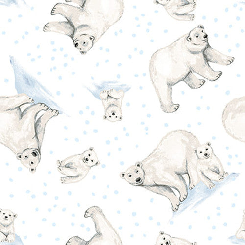 Studio E Polar Plungers Polar Bears White Fabric