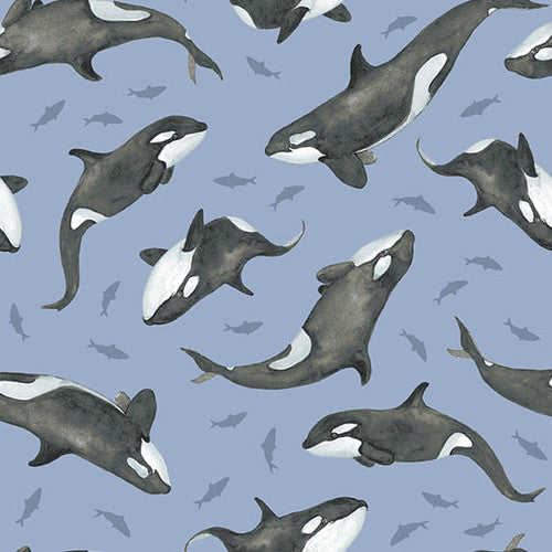 Studio E Polar Plungers Orcas Blue Fabric