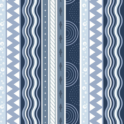 Studio E Polar Plungers Polar Stripe Blue Fabric