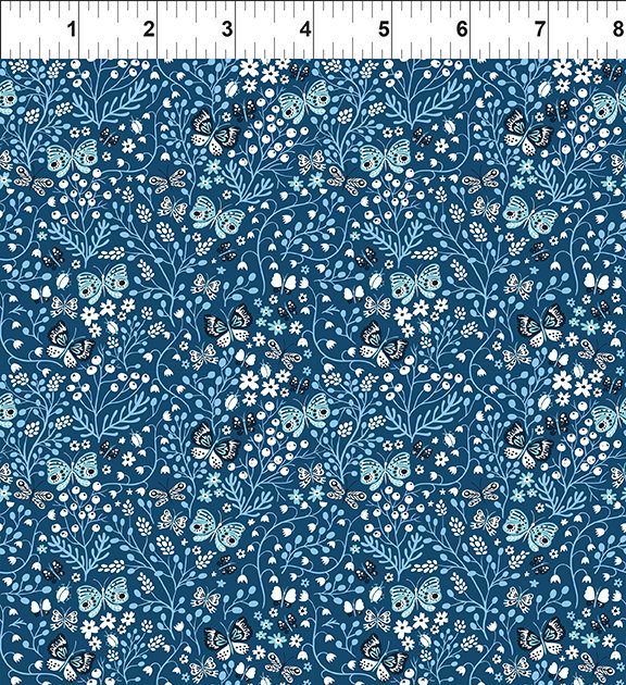 In The Beginning Fabrics Whimsy Butterflies Blue Fabric