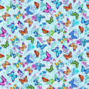 Studio E Hummingbird Messenger Butterflies Light Blue Fabric