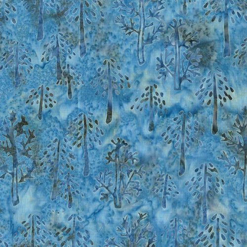 Island Batik Country Charm Blue Chambray Trees Batik Fabric