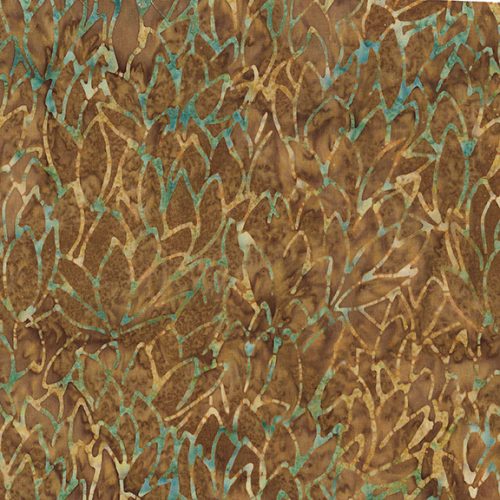 Island Batik Country Charm Brown Cinnamon Flowers Batik Fabric