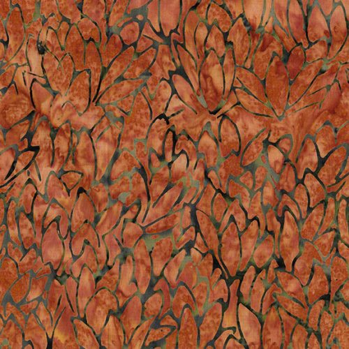 Island Batik Country Charm Orange Tiger Flowers Batik Fabric