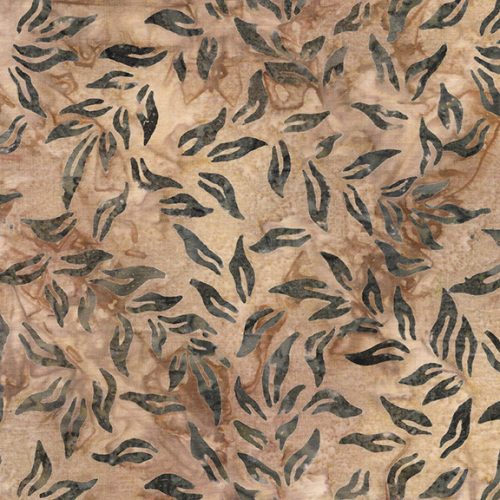 Island Batik Country Charm Brown Willow Leaves Batik Fabric