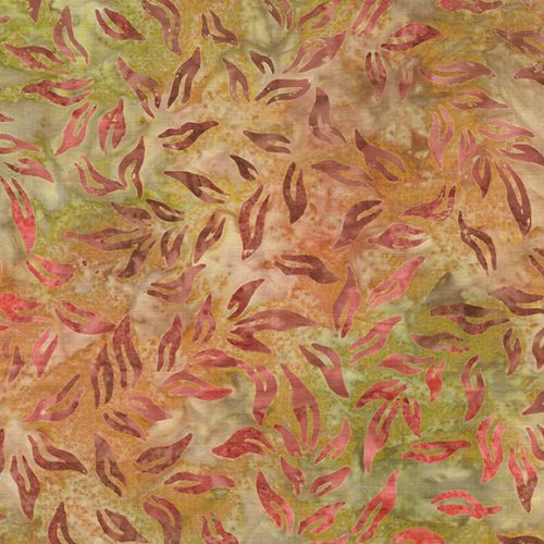 Island Batik Country Charm Gold Acorn Willow Leaves Batik Fabric