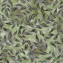 Island Batik Country Charm Green Sage Willow Leaves Batik Fabric