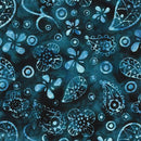 Island Batik Country Charm Teal Ravine Paisley With Dots Batik Fabric
