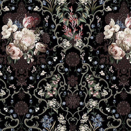 Studio E Art Of Midnight Floral Medallion Midnight Fabric