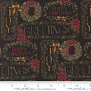 Moda A Vintage Christmas Christmas Greetings Black Fabric