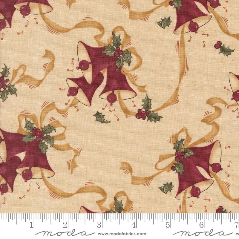 Moda A Vintage Christmas Bells Tan Fabric