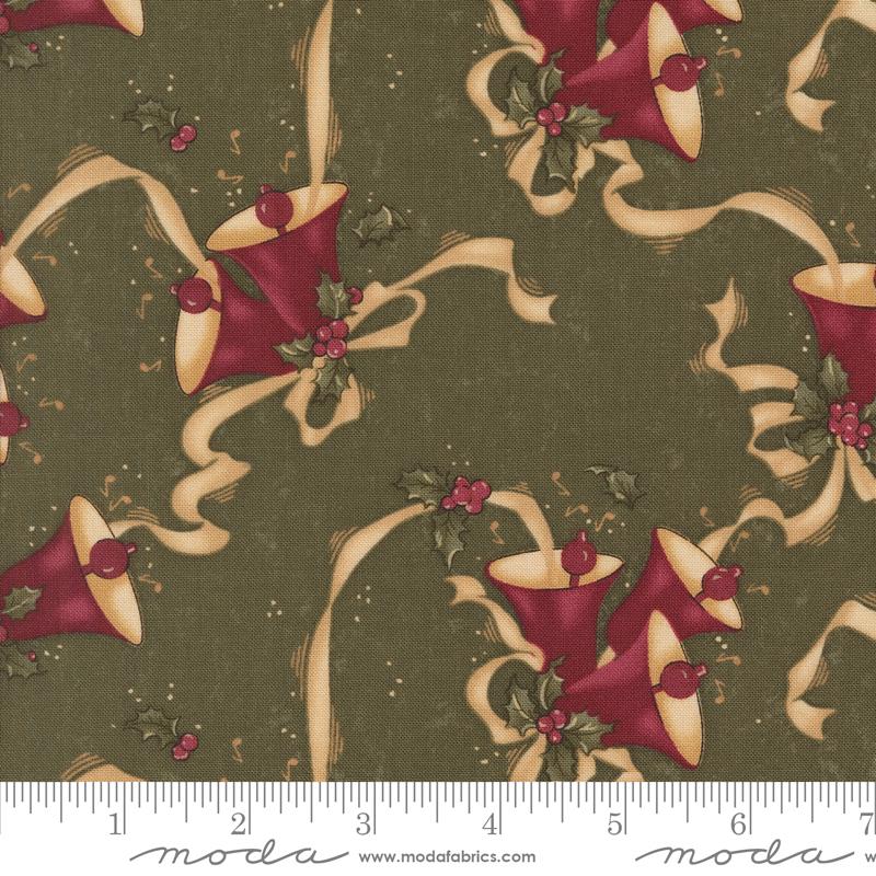 Moda A Vintage Christmas Bells Green Fabric