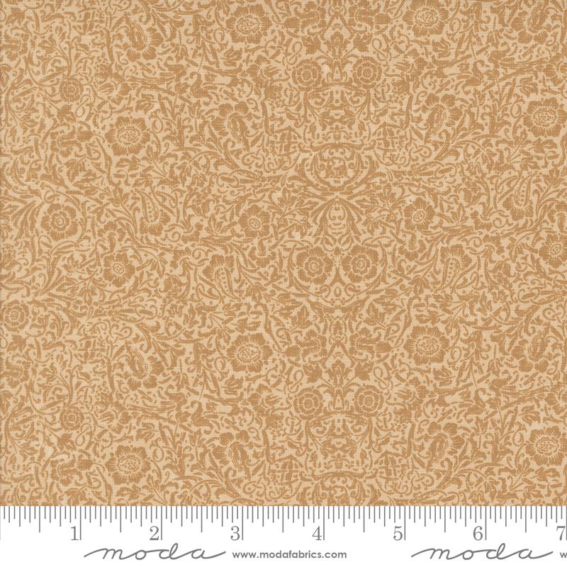Moda A Vintage Christmas Amaryllis Damask Tan Fabric