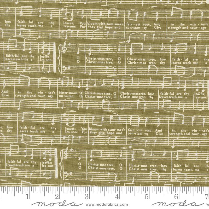 Moda Berry And Pine Christmas Oh Christmas Tree Text Sage Fabric