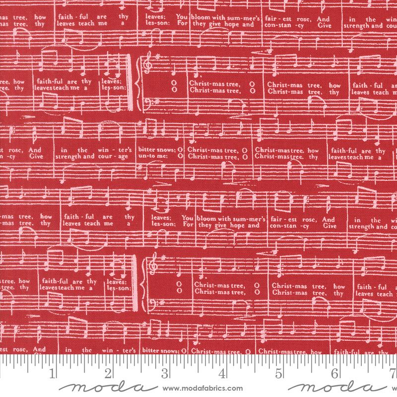 Moda Berry And Pine Christmas Oh Christmas Tree Text Cranberry Fabric