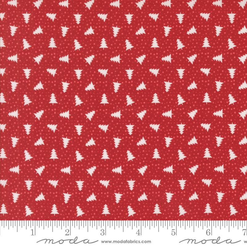 Moda Berry And Pine Christmas Little Trees Cranberry Fabric
