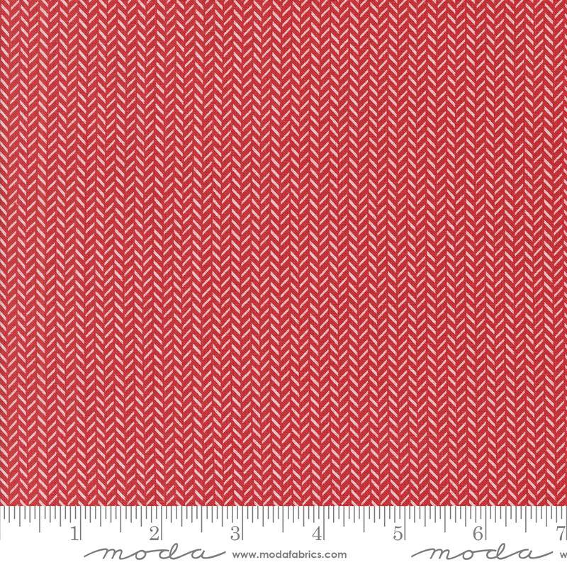 Moda Berry And Pine Christmas Yule Herringbone Cranberry Fabric