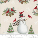 Moda Winter Friends Snowman And Cardinal Snowy White Fabric