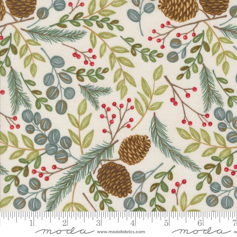 Moda Winter Friends Woodland Greenery Snowy White Fabric