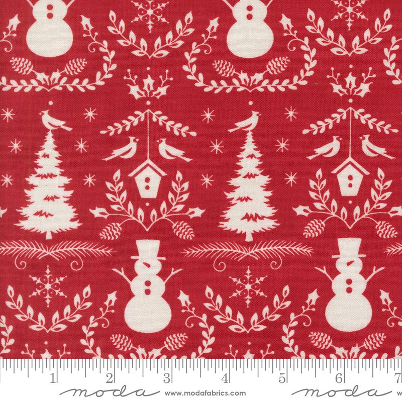 Moda Winter Friends Winter Damask Berry Red Fabric