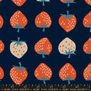 Moda Salutations Strawberry Navy Canvas Fabric