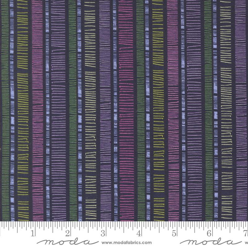 Moda Superbloom Scribble Stripes Indigo Fabric