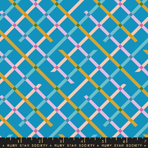 Ruby Star Society Washi Off Grid Checks Bright Blue Fabric