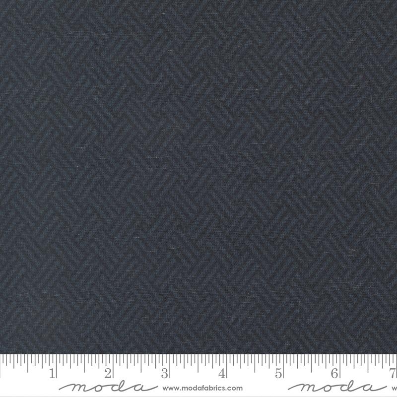 Moda Prairie Gathering Basket Weave Navy Wide Back Flannel Fabric