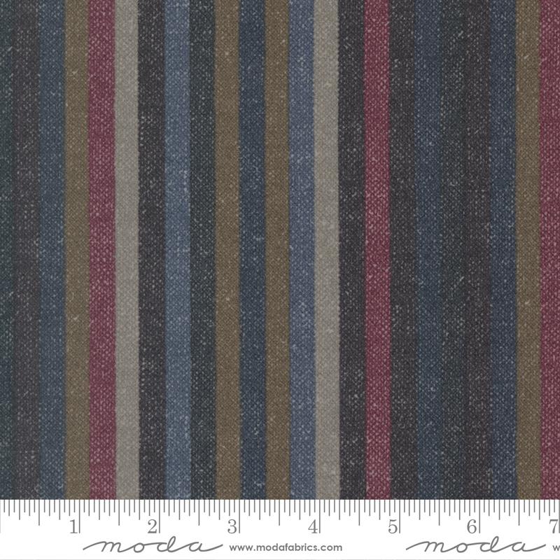Moda Prairie Gathering Lumberjack Stripe Brown Flannel Fabric