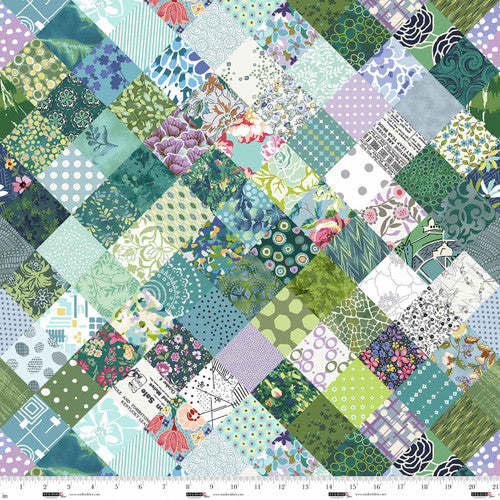 Studio E Neighborhood Association Cheater Patch Teal Green Fabric