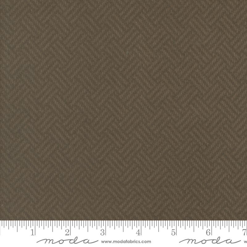 Moda Prairie Gathering Basket Weave Brown Flannel Fabric