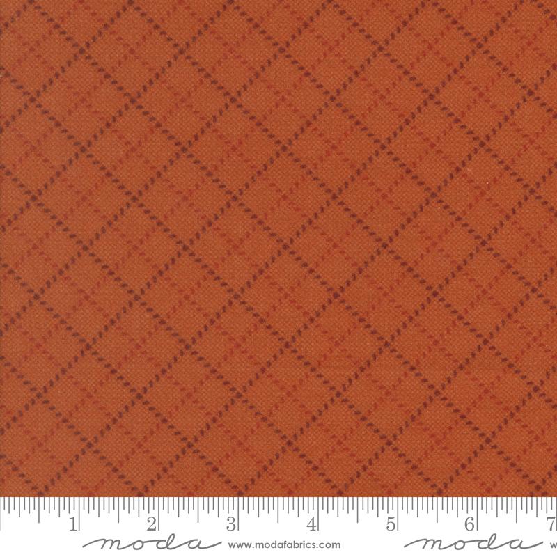 Moda Prairie Gathering Stitched Grid Rust Flannel Fabric